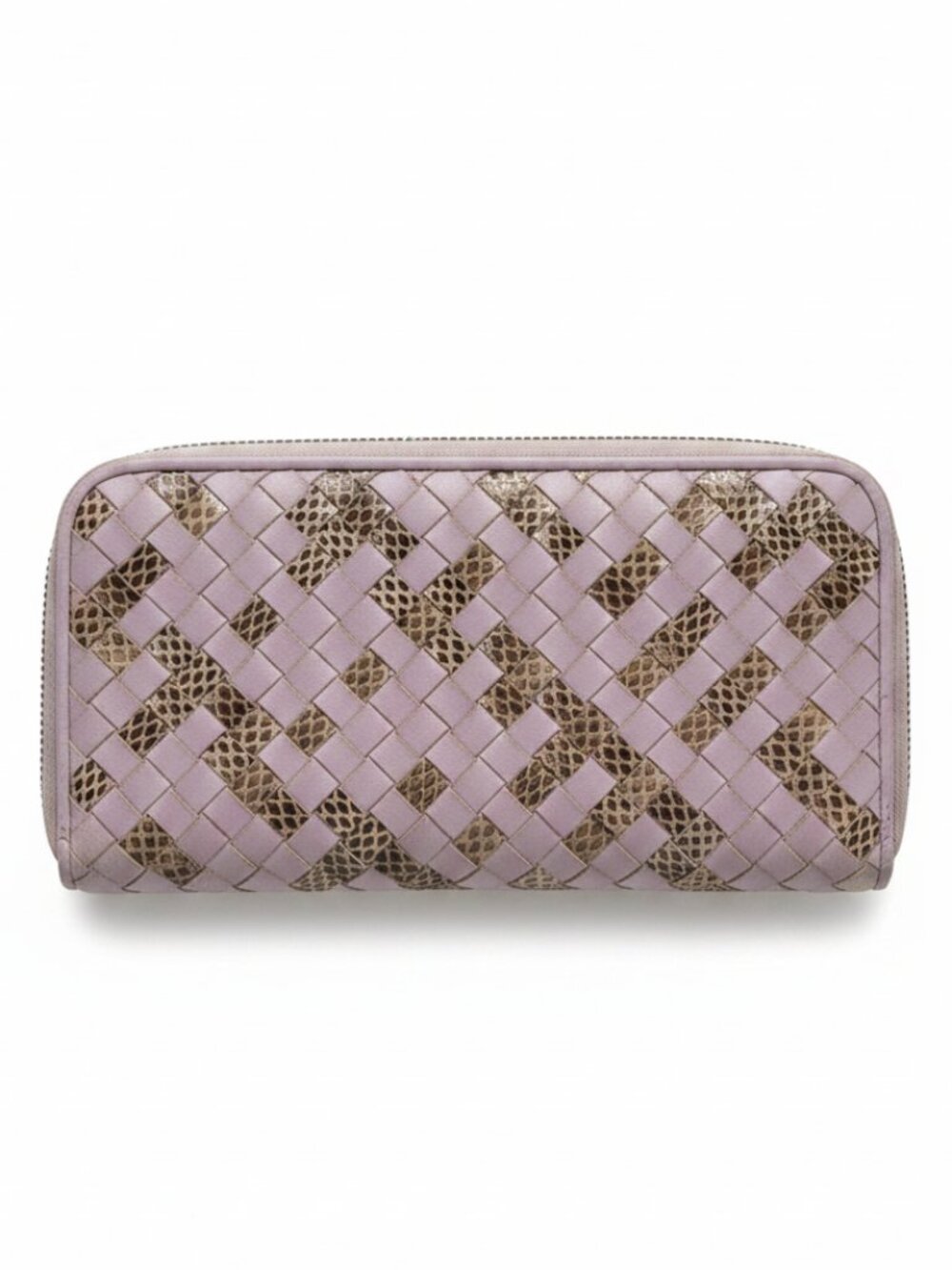 Bottega Veneta Intrecciato Zip Wallet — Lilac w/ Python Panels